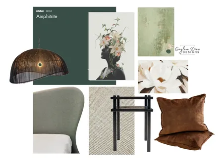 Green inspired Japandi Bedroom Interior Design Mood Board by Gaylene Drew Designs on Style Sourcebook