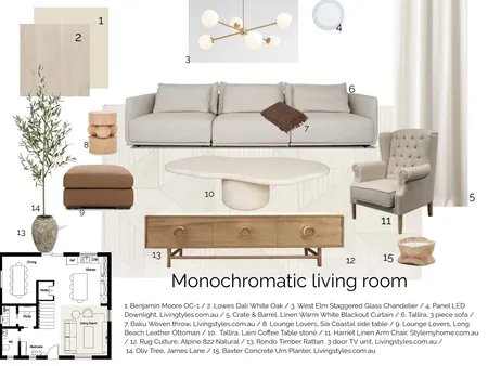 monochromatic living room Interior Design Mood Board by BonnDesign on Style Sourcebook