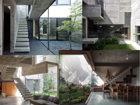 Brutalist Courtyard Stair Void Interior Design Mood Board by ally_mckean@hotmail.com on Style Sourcebook