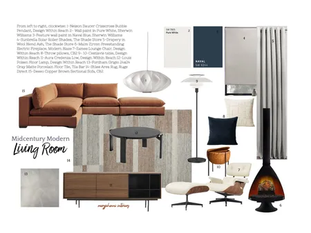 MCM Living Room Interior Design Mood Board by Mary Johanni on Style Sourcebook