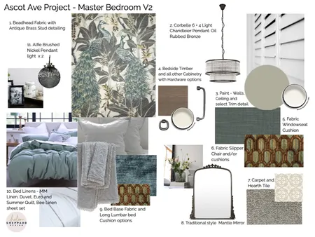 Ascot Ave - Master Bedroom V2 Interior Design Mood Board by Helen Sheppard on Style Sourcebook