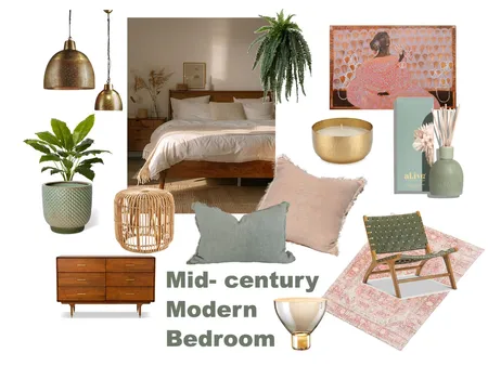 Mid Century Modern Bedroom Interior Design Mood Board by annablack on Style Sourcebook