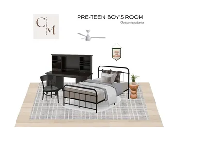 Pre-Teen Boy's Room - Grey Checked Rug Interior Design Mood Board by Casa Macadamia on Style Sourcebook