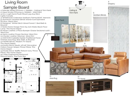 Living Room Sample Board Interior Design Mood Board by Kara Reuter on Style Sourcebook