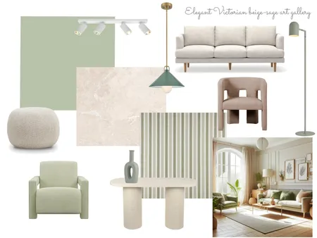 Elegant victorian beige-sage art gallery Interior Design Mood Board by gaia.malantrucco@gmail.com on Style Sourcebook