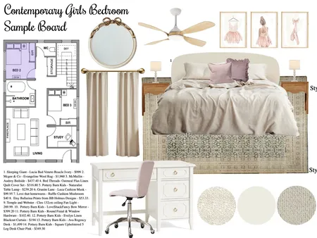 Girls Bedroom Interior Design Mood Board by Nicole Williams on Style Sourcebook