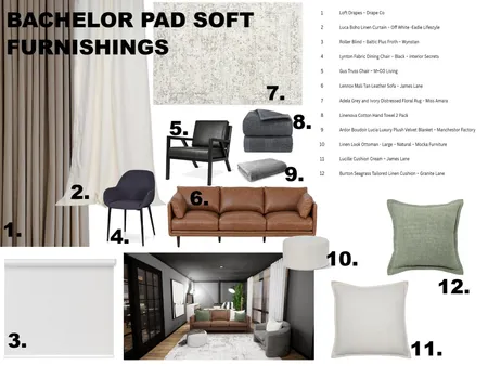 BACHELOR PAD SOFT FURNISHINGS Interior Design Mood Board by Oli's Aura on Style Sourcebook