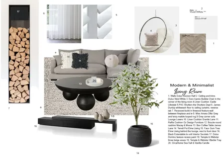 Modern & Minimalist Living Room Interior Design Mood Board by houseofrein on Style Sourcebook