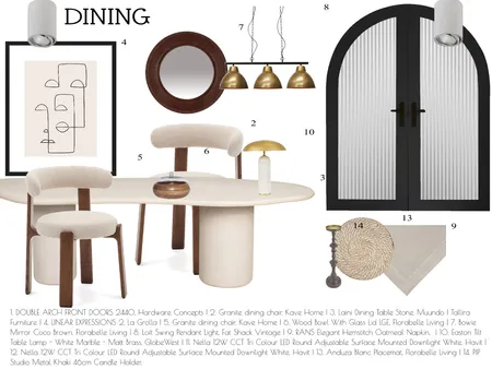 Dining Area Interior Design Mood Board by cimmynkosi@gmail.com on Style Sourcebook