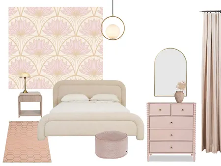 Pink Art Deco Bedroom Interior Design Mood Board by pollicedipanda@gmail.com on Style Sourcebook