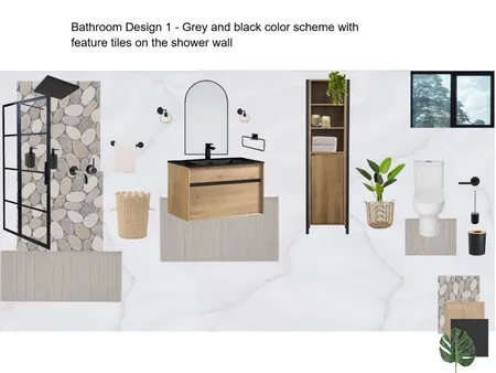Lindies Residence- Grey and Black bathroom Interior Design Mood Board by Asma Murekatete on Style Sourcebook