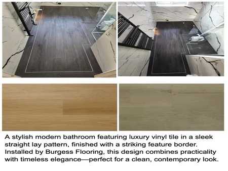 Elegant Bathroom Look | Luxury Vinyl Tile with Feature Border by Burgess Flooring Interior Design Mood Board by Burgess Flooring and Blinds Ltd on Style Sourcebook