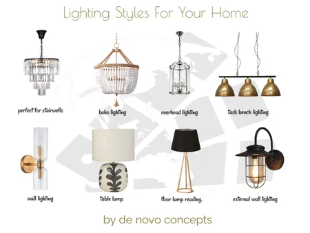 Lighting styles Interior Design Mood Board by De Novo Concepts on Style Sourcebook
