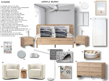 SAMPLE BOARD - Karen + Ryan Master Bedroom Interior Design Mood Board by Hayley Parker on Style Sourcebook