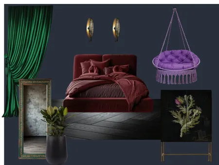 Черно-сиреневая спальня Interior Design Mood Board by Елена Лагерева on Style Sourcebook