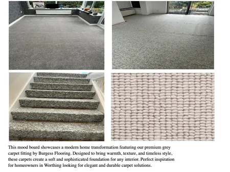 Grey Carpet Fitting Inspiration | Modern Home by Burgess Flooring Interior Design Mood Board by Burgess Flooring and Blinds Ltd on Style Sourcebook