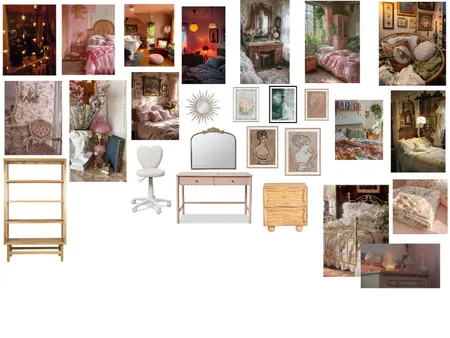 academia boho romantic pink aesthetic Interior Design Mood Board by bronwyn_pm on Style Sourcebook