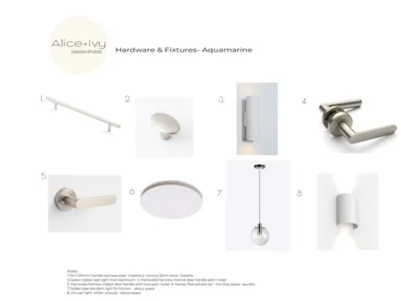 hardware and Fixtures- Aquamarine Interior Design Mood Board by Alice + Ivy Design Studio on Style Sourcebook