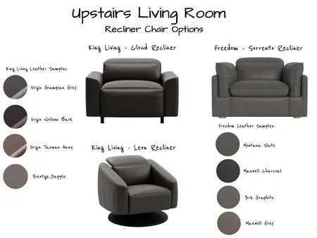SANCHEZ - Upstairs Parents Living Room Recliner Chairs Options Interior Design Mood Board by Six Castle Designs on Style Sourcebook