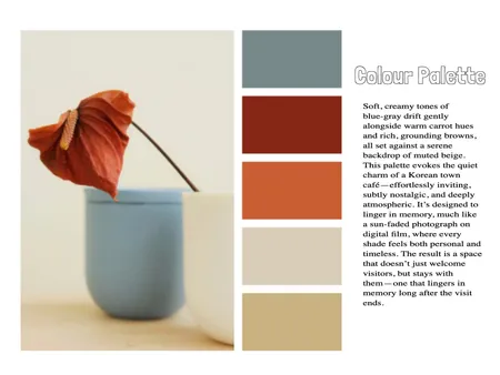 Korean Themed Cafe Color Palette Interior Design Mood Board by iamnina1123