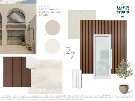 Modern Mediterranean - EXTERIOR SAMPLE BOARD Interior Design Mood Board by bsschwh@bunnings.com.au on Style Sourcebook