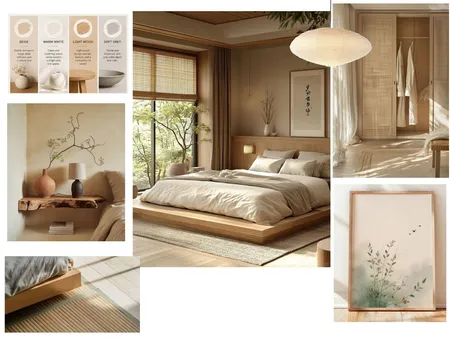 Japandi Bedroom Interior Design Mood Board by Pineconedream