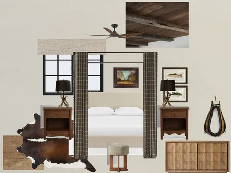 Redwood Creek Cabin, Master Bedroom Interior Design Mood Board by Amanda Lutz