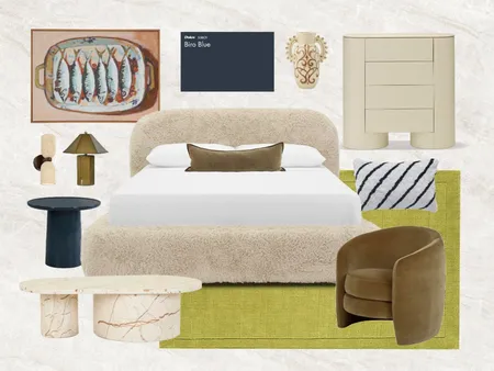 Chartreuse Bedroom Interior Design Mood Board by Genevieve Erougian