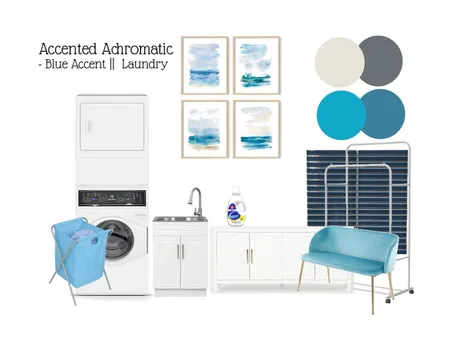Color Harmony: Accented Achromatic - Blue Accent || Laundry Interior Design Mood Board by Ann Clariz Yap-Arcilla