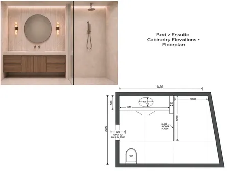 Mangan - Ensuite 2 Cabinetry Elevation Interior Design Mood Board by Styled Interior Design