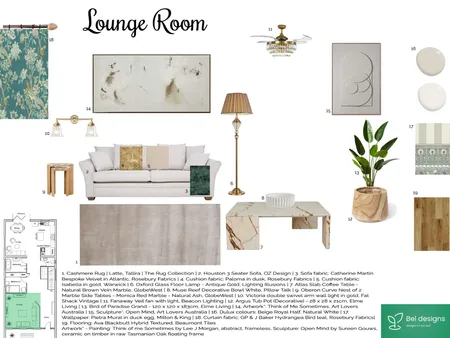 Lounge Room Interior Design Mood Board by bel designs