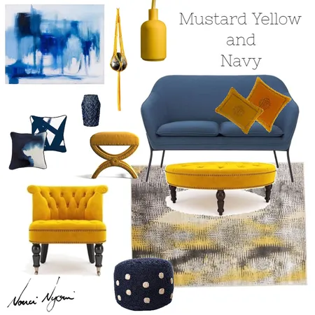 Mustard Yellow and Navy Interior Design Mood Board by Nonceba Nyoni on Style Sourcebook