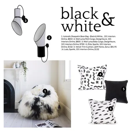 Black &amp; White Interior Design Mood Board by 101 Interiors Online on Style Sourcebook