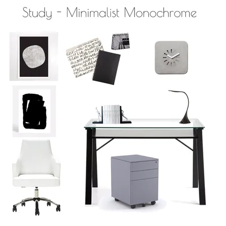 Study - Minimalist Monochrome Interior Design Mood Board by Harvey Interiors on Style Sourcebook