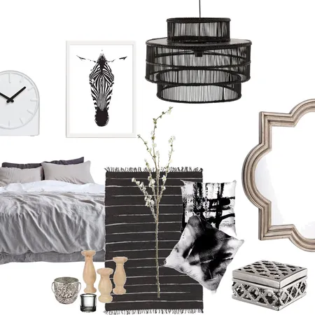 Boho black &amp; white Interior Design Mood Board by shanipalmai on Style Sourcebook