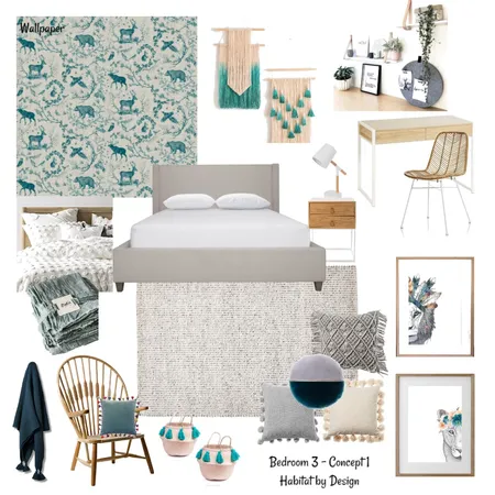 Bedroom 3 Concept 1 Interior Design Mood Board by Habitat_by_Design on Style Sourcebook