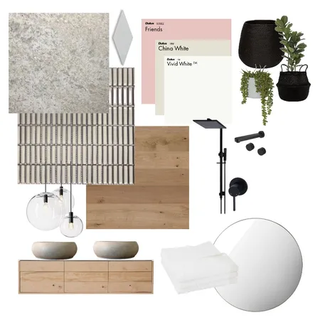 Bathroom - Black, White, Timber, Pink Interior Design Mood Board by JadeCrowther on Style Sourcebook