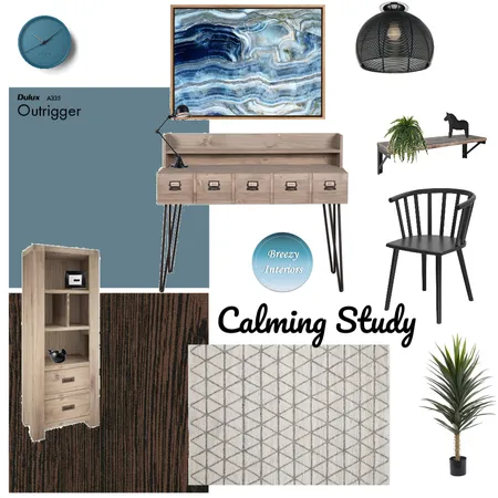 Calming Study Interior Design Mood Board by Breezy Interiors on Style Sourcebook