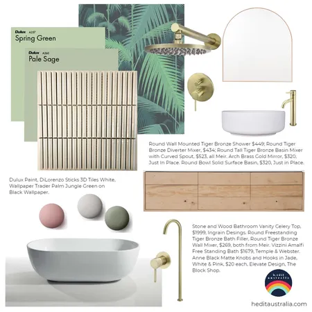Jungle &amp; Brass Bathroom Interior Design Mood Board by h.edit australia on Style Sourcebook