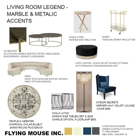 Living room legend - metalic accent Interior Design Mood Board by Flyingmouse inc on Style Sourcebook