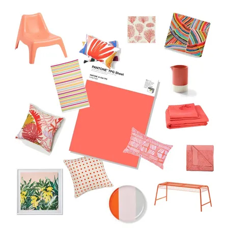 Pantone Living Coral Pops of Colour Interior Design Mood Board by h.edit australia on Style Sourcebook