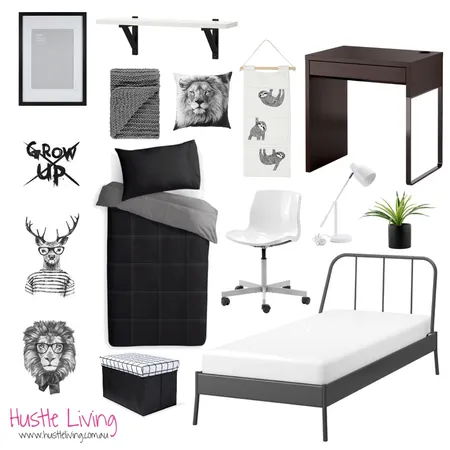 Hustle Living Boys Room Interior Design Mood Board by Thediydecorator on Style Sourcebook