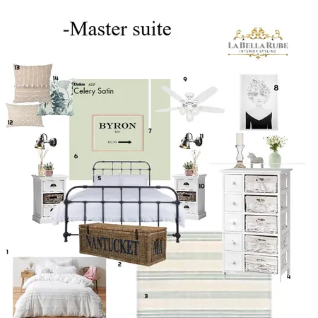 Modern farmhouse master suite Interior Design Mood Board by La Bella Rube Interior Styling on Style Sourcebook