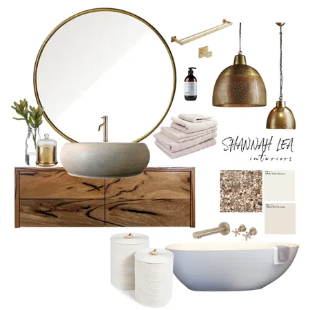 Brass and Pink Ensuite Interior Design Mood Board by Shannah Lea Interiors on Style Sourcebook