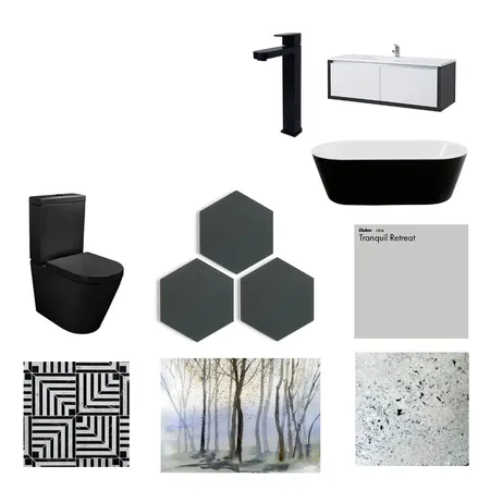 bathroom blackies Interior Design Mood Board by SallySeashells on Style Sourcebook