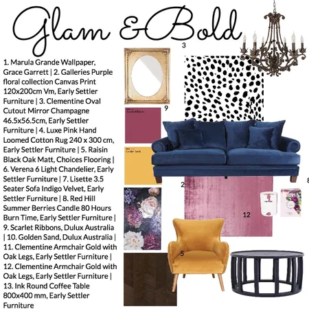 glam and bold Interior Design Mood Board by beache on Style Sourcebook