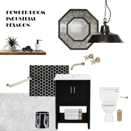 Powder Room - Industrial Hexagon Interior Design Mood Board by Rachaelm2207 on Style Sourcebook