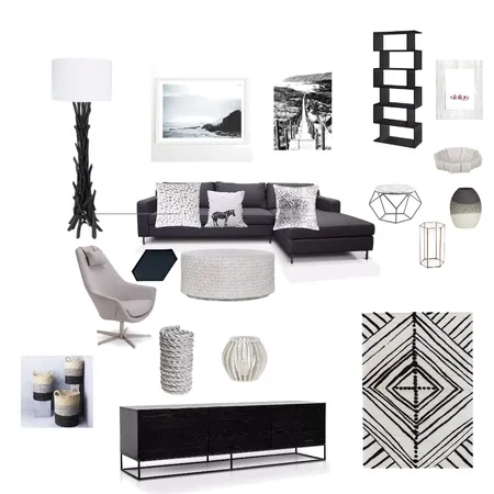 Achromatic family room Interior Design Mood Board by moonyadesign on Style Sourcebook