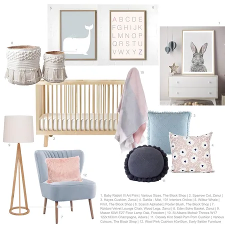 Pastel Nursery Interior Design Mood Board by Kingfisher Bloom Interiors on Style Sourcebook