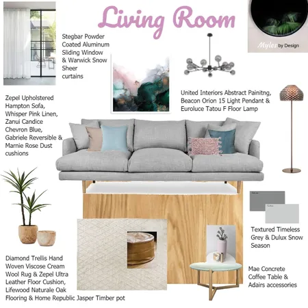 Living Room Interior Design Mood Board by Myles By Design on Style Sourcebook